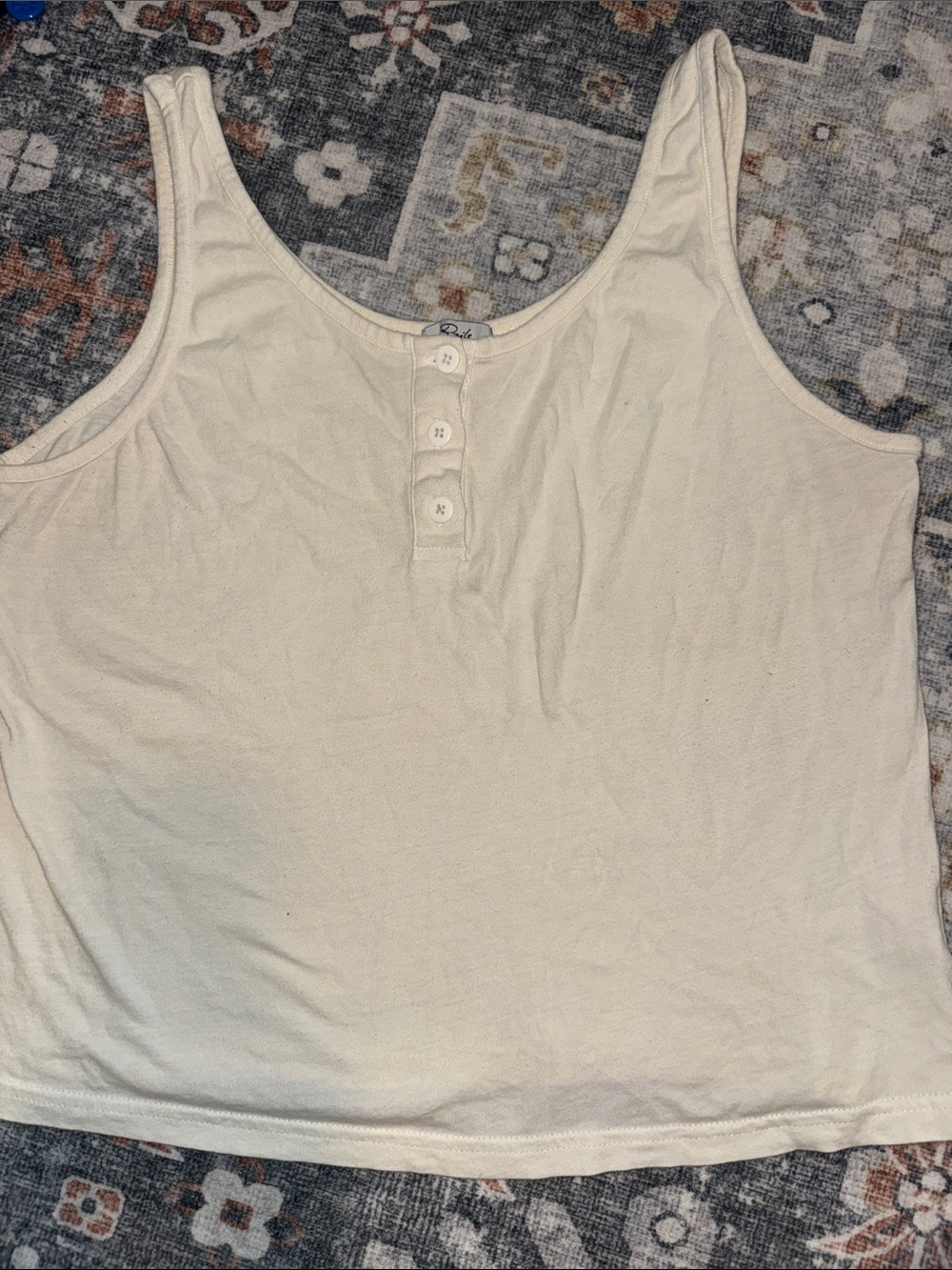 Rails Lou Henley Tank Bone Ivory 100% Cotton Sleeveless Top Medium
